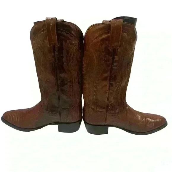 Dan Post Mens Brown Antique Tan Têju Lizard Skin Raleigh Cowboy Boots 8.5 D - Picture 3 of 16